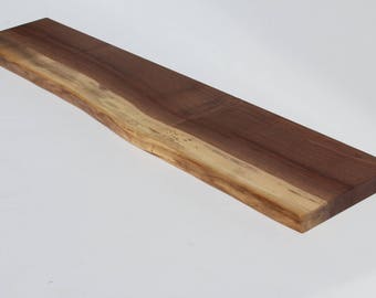 Black Walnut Live edge floating shelf Item #127 Complete with Mounting Bracket,Hardware, and Instructions for Installation 9.5" x 48"