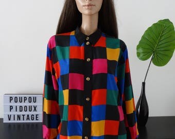 Chemise/chemisier SOMMERMANN carreaux multicolores arlequin taille 46 - uk 18 - us 14