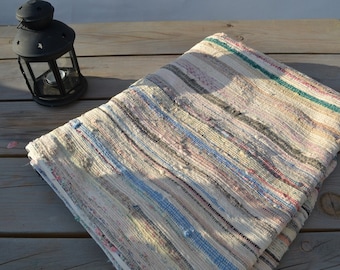 vintage portuguese rag rug, lovely faded colours, handmade