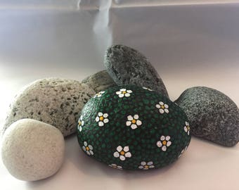 Hand painted beach stone from the Isle of South Uist, Outer Hebrides, Scotland