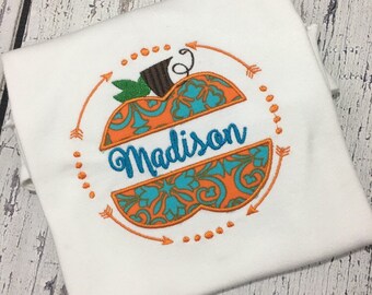 Applique pumpkin embroidery design 4x4 5x7 6x10- halloween applique - pumpkin applique - embroidery Halloween design - personalized pumpkin