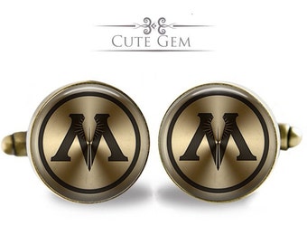 SUPER SALE - The Ministry of Magic ( Harry Potter ) - Antique Bronze Glass Cufflinks