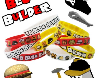 12 Pack - Pro Blox Builder Miner Video Game Truck Birthday Party Bracelets - Great Supplies Favors Goody Loot Bags Decorations
