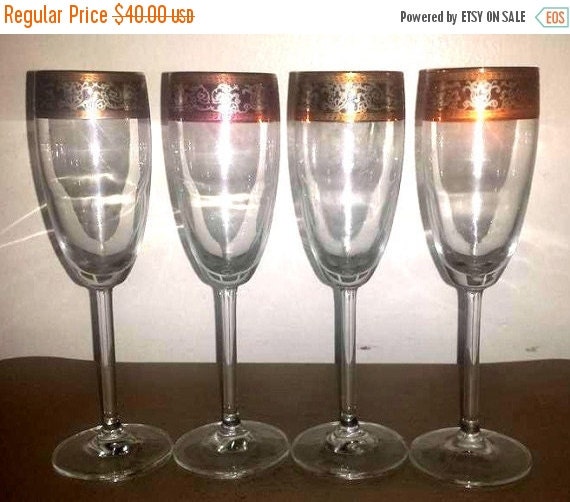 Baroque Gold And Platinum Champagne FlutesSet of by JunkYardBlonde