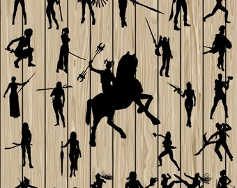 24 Woman Warrior SVG, Woman Warrior EPS, Woman Warrior Vector, Woman Warrior Silhouette Clipart, Cuuting file, Fighter SVG, Warrior Dxf.