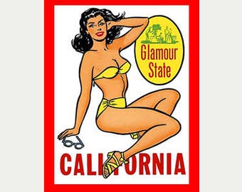 California Sexy Decal - California Sticker - Vintage Style Decal - California RV Decal California Laptop Decal - California Car Decal - S43