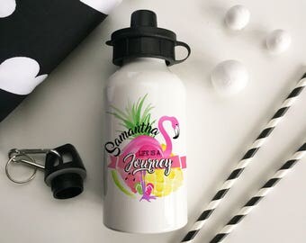 Aluminium Water Bottle summer Flamingo personalised kids gifts drinks bottle