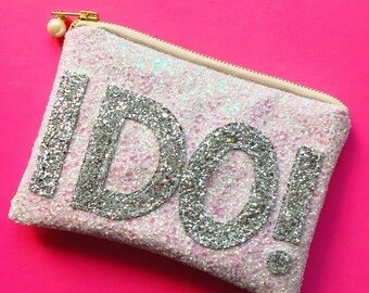 I DO Bridal clutch, BRIDE bag, MRS Clutch, Wedding day clutch, Personalised Bridal Clutch, Bridal Purse, Sparkly wedding clutch, Bridal Bag
