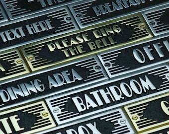 Art Deco Style Plates By TheMetalFoundry.uk – 1 Piece Casting Signs Made Of Solid Cast Brass Or Aluminum – Customizable or standard plates