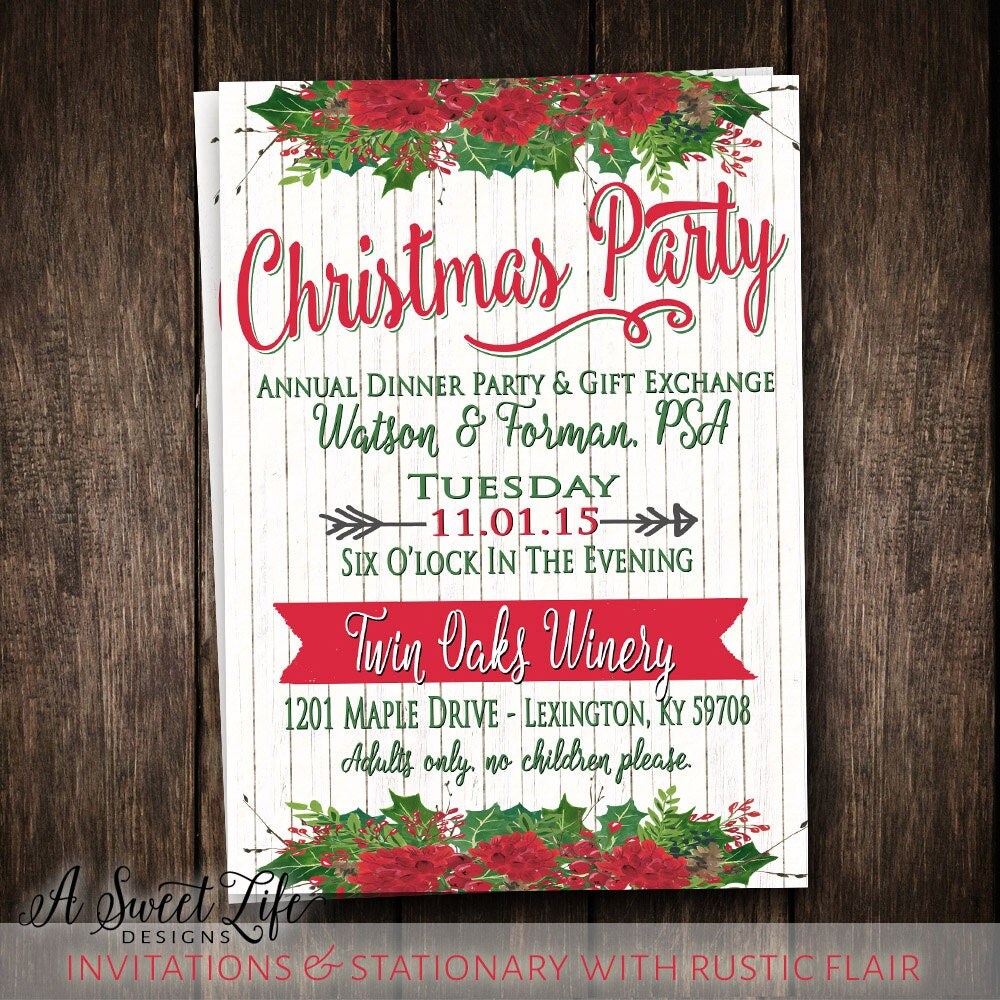 Rustic Christmas Party Invitations 5