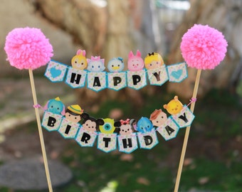 Tsum Tsum Cake Topper // Cake Banner // Bundt Cake Topper // Happy Birthday Banner