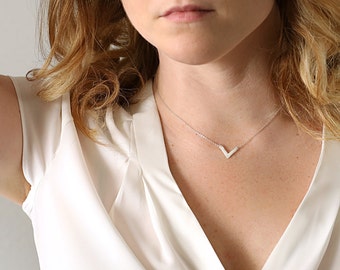 Delicate chevron necklace - V necklace - triangle necklace - simple silver necklace