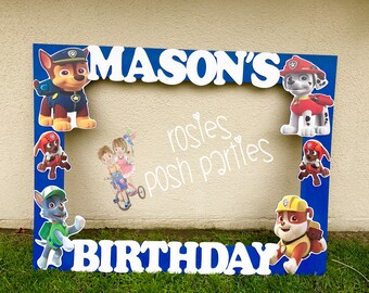 Paw Patrol photo booth Marshall Chase Zuma Skye birthday party photo booth or photo prop decoration Chase Marshall Paw Patrol Prop Frame