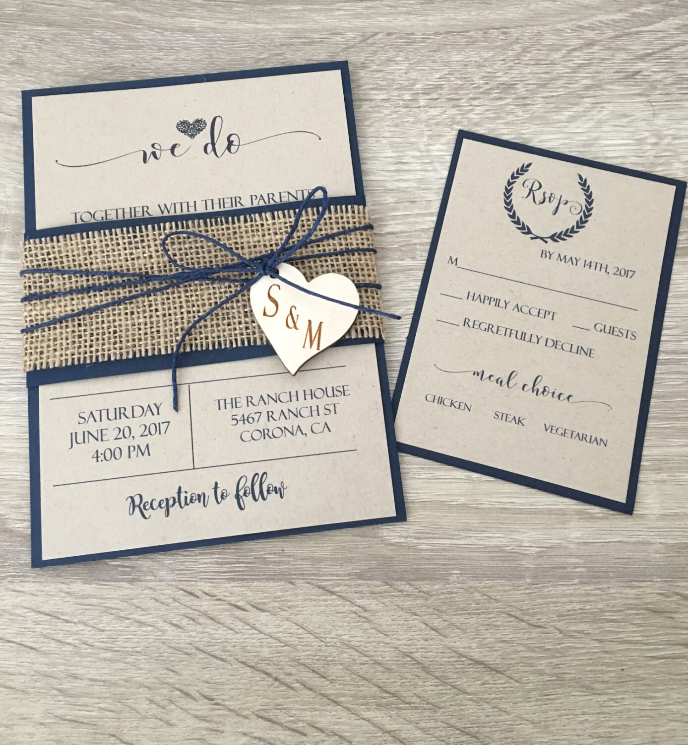 Rustic Wedding Invitation Burlap Wedding By Rusticinvitesandmore