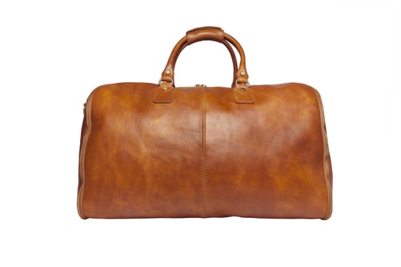 leather suit duffle bag