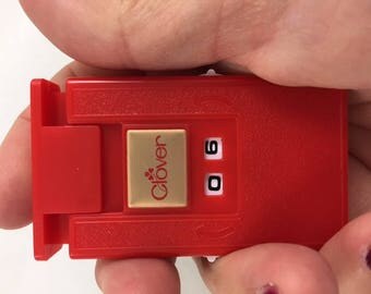 Knitting counter original Clover product to count your rows or stitches red colour with clicker on the top and two digit counter