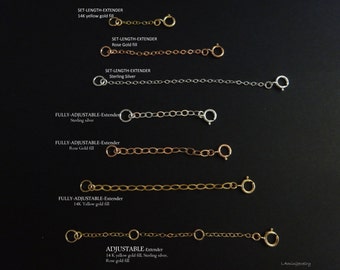 Chain adjuster DIY Necklace & Bracelet Adjustable in Length Add on Sterling silver, gold fill extender, Rose gold fill Chain adjuster