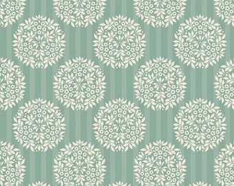 Fat Quarter Tilda Fabric Flower Ball, Teal. Patchwork and Quilt Fabric. Designer Sewing Fabric. Floral Pattern Fabric. Doll Making Materials