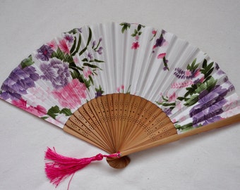 Peony White Hand Fan -Handheld Folding Fan, Japanese Hand Fan ,girls hand fan,folding fan