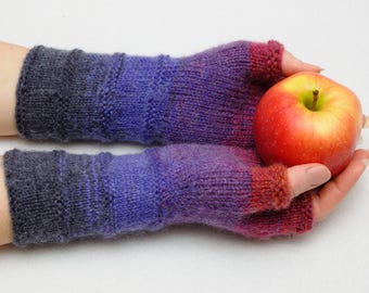 Fingerless Mittens Arm Warmers Knit Fingerless Gloves Girlfriend Gift for Her Winter Gloves Best friend Gift for women Blue Womens gift