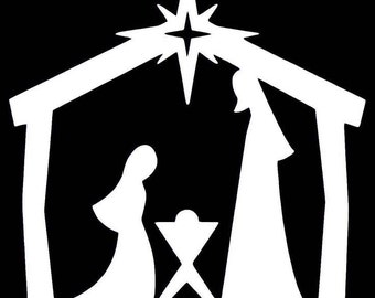 368# Christmas Nativity Decoration Ornaments Silhouette Die cut Decal 3" -12" Decoration Window Choose Color Mirror Houseware Home
