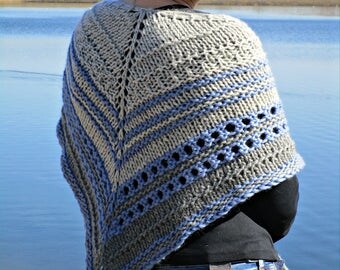 Best moms gifts for women Chunky knit shawl Gray chunky shawl Blue knitted wrap Oversized knit shawl stole Knit shawls Knitted shawls wraps