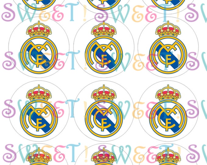 Edible Real Madrid Cupcake, Cookie or Oreo Toppers - Wafer Paper or Frosting Sheet