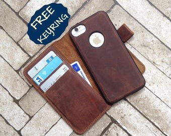 Personalized Leather iPhone 7 Case Leather iPhone Case Detachable iPhone 7 Wallet Case iPhone 7 Dad Gift for Boyfriend Gift for Him
