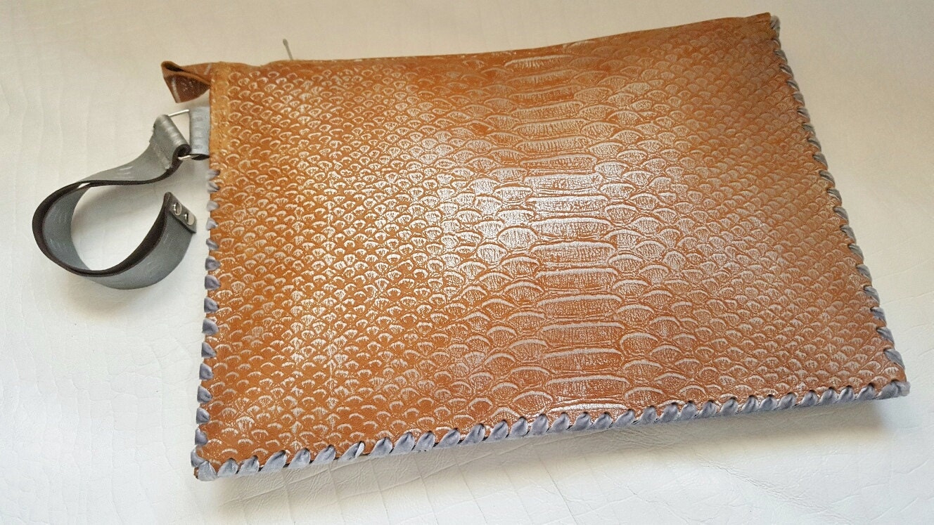 Handmade Leather Clutch Bag Recycled Leather Clutch Bag Tan