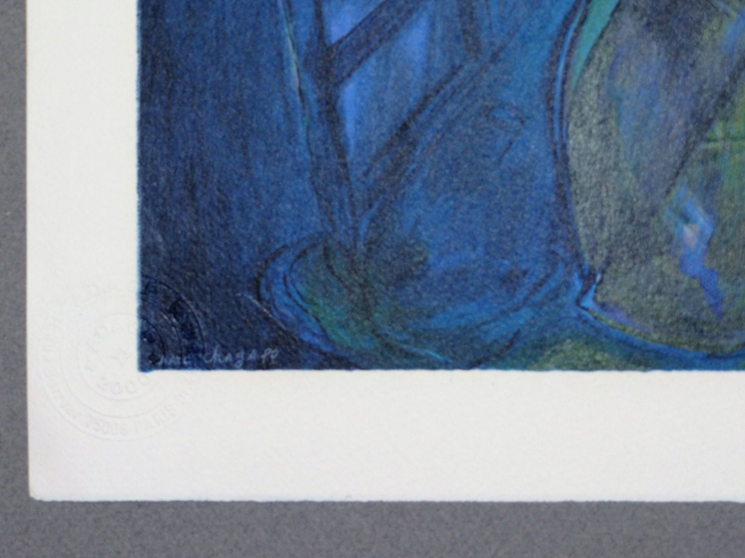 Marc Chagall blue gift for her judaica wall art bouquet