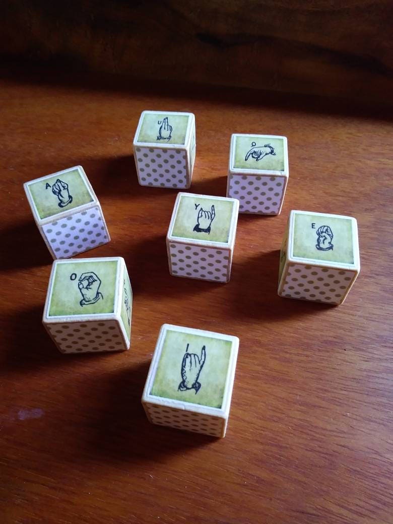 Mini Size Sign Language Blocks wooden blocks ASL sign
