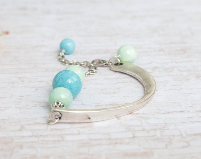 Green blue bracelet. Blue green bracelet. Lagoon green bracelet. Green blue bangle. Birthday gift for wife. Present for wife