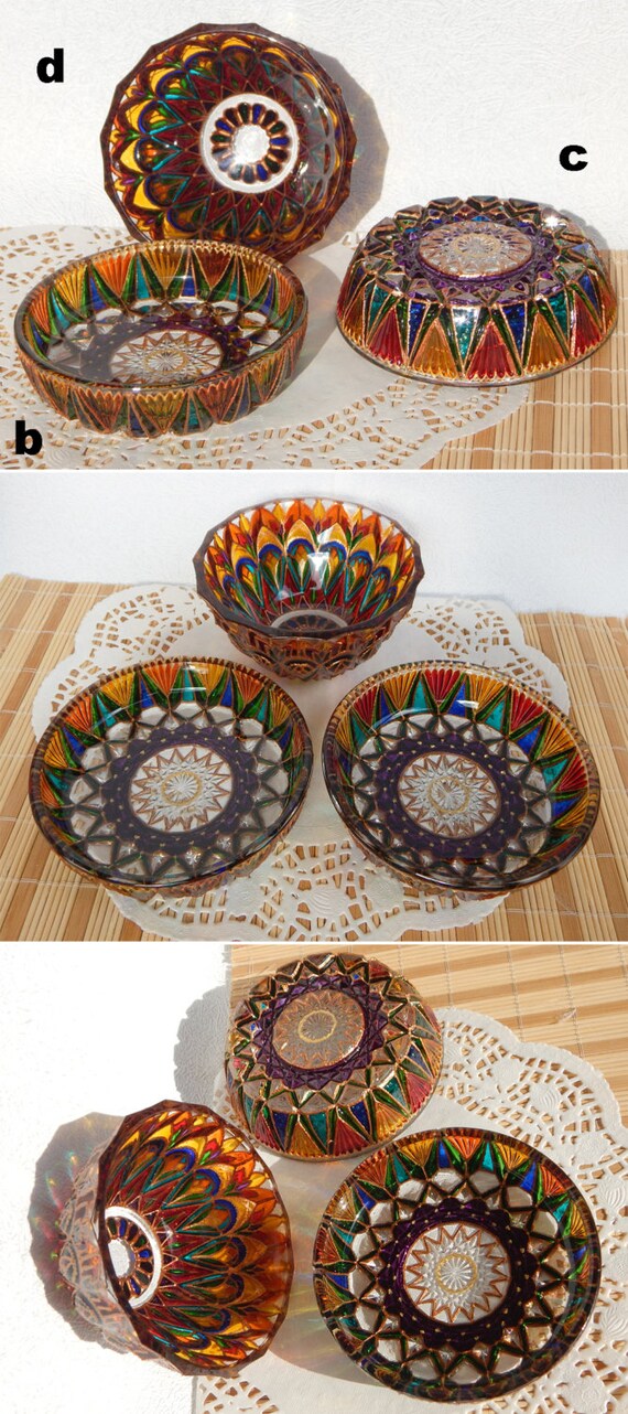 Glass bowl candle holder for tea light Bright by RichanaDragon