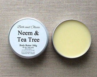 Neem & Tea Tree Body Butter, Healing Butter, healing balm, dry skin balm, after sun balm, neem balm, tea tree balm, Neem salve, tea tree oil