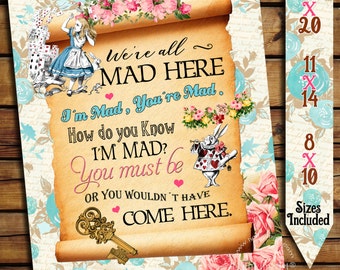 Alice in Wonderland Sign - Alice in Wonderland Poster - Instant Download - Alice in Wonderland Decorations - Printable Sign - Tea Party