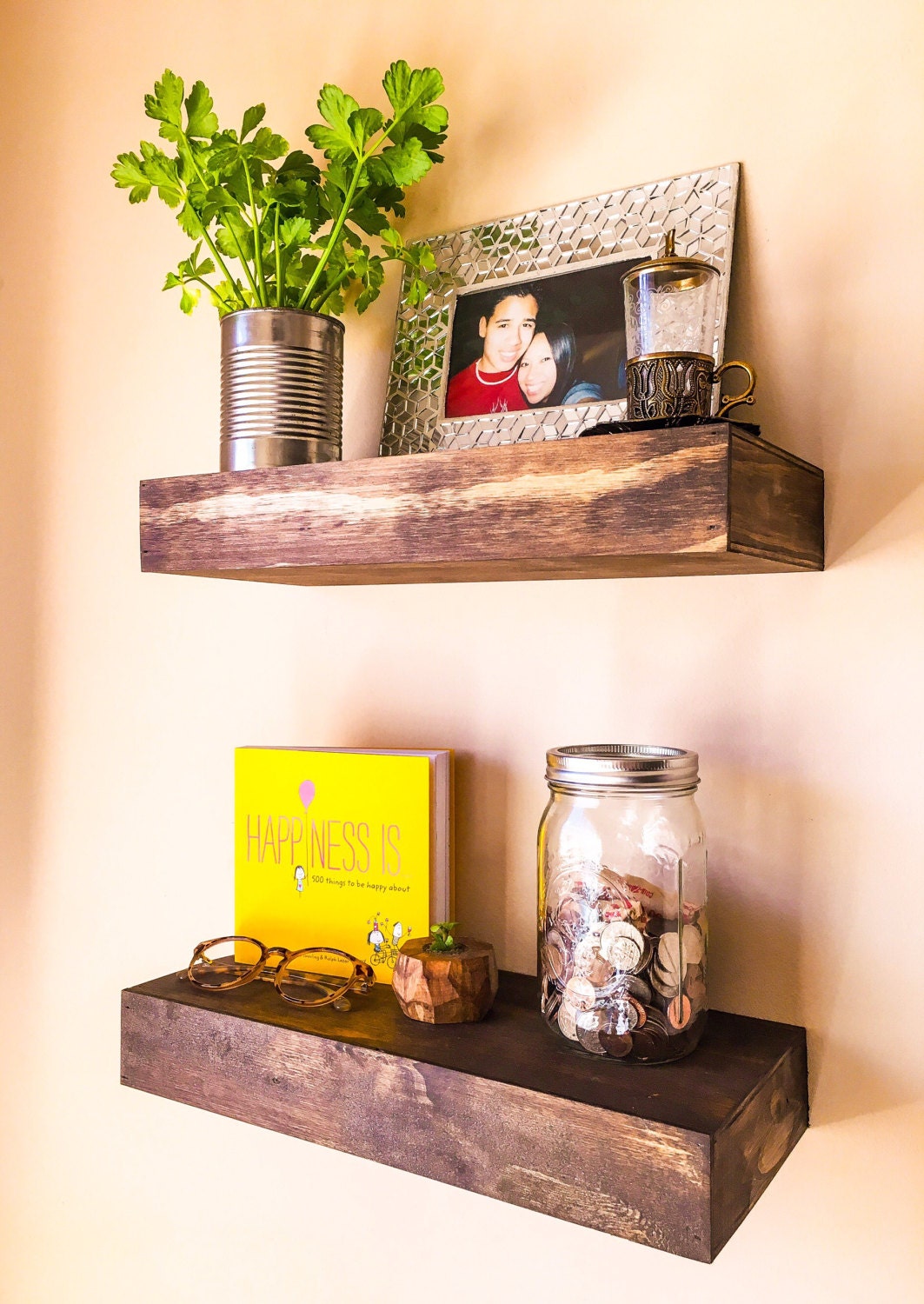 Set of Two 2 Customized Floating Wall Shelves