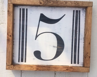 Family number wood sign, number sign, wooden number sign, number 4 sign, number 5 sign, farmhouse decor