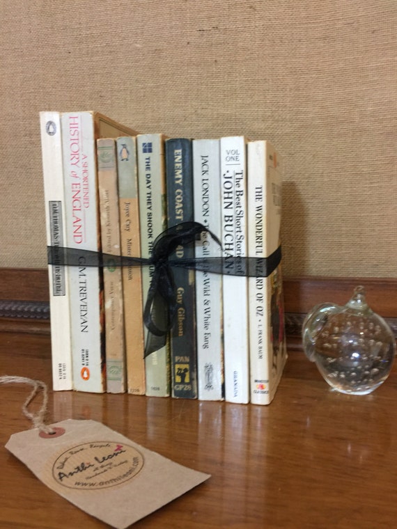 Neutral Paperback Vintage Book Collection - Instant Book Stack - Interior Design Shelf Staging - WHiTE GREY CREAM Home Decor - Sourced Books