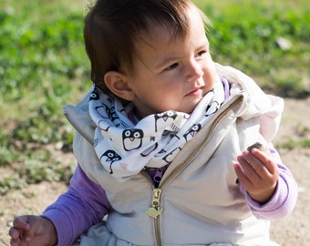 Infinity scarf in organic cotton "penguins"