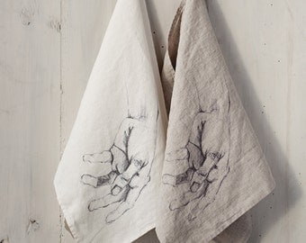 Medici Scroll Linen Towel main image 1