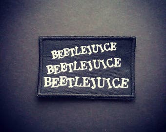 Beetlejuice patch. Sew or iron on this patch. Horror patch. Goth patch. Awesome.