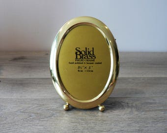 Vintage 80's Oval 3 1/2 x 5 Brass Photo Frame - Hand Polished and Lacquer Coated