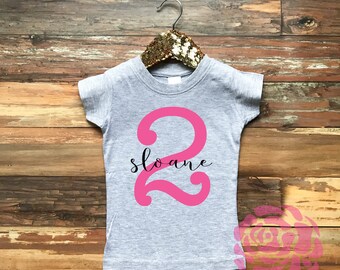 Girl's Second Birthday Shirt. Girls Birthday Shirt. 2nd Birthday Shirt. Girl's fitted 2nd Birthday Shirt. Birthday Shirt for Girls.