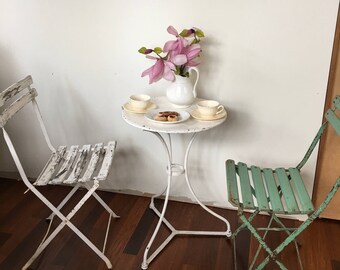 Vintage French metal bistro table