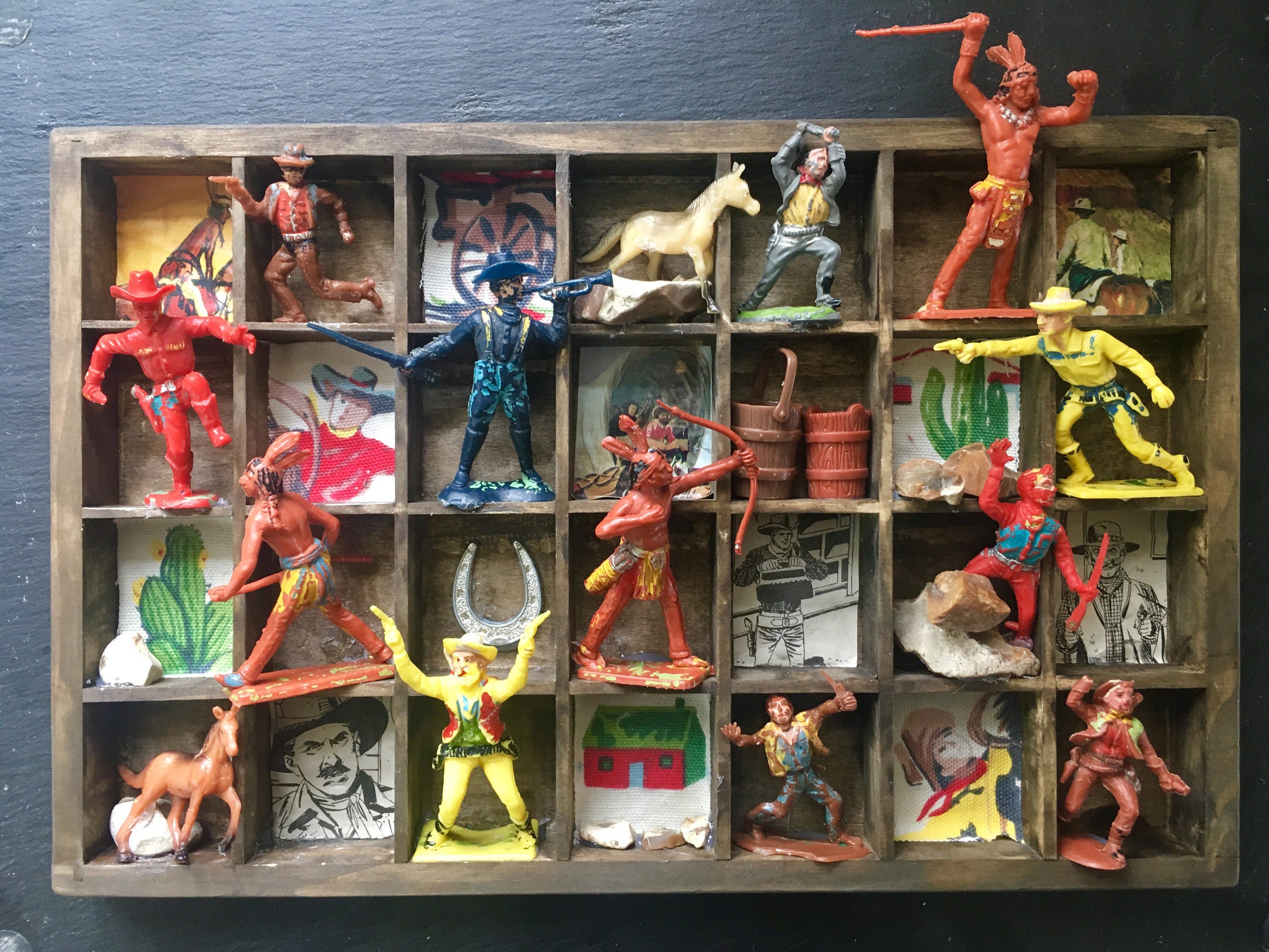 Cowboys and Indians shadow box wild west ranch decor