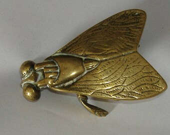 VINTAGE BRASS FLY Ashtray art deco