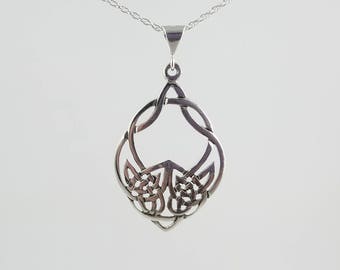 Wolf Necklace~Celtic Wolf Necklace~Sterling Silver Wolf Pendant~Wolf Head Charm~925 Celtic Knot Charm~Wolf Charm Pendant~Wolf Jewelry