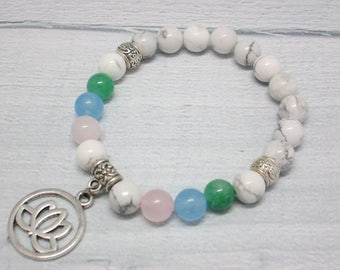 Mala bracelet Meditation bracelet Minimalist bracelet Healing jewelry Lotus jewelry Meditation jewelry Spiritual beads Stone bracelet women
