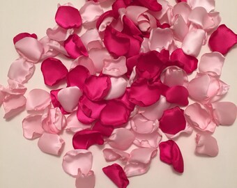 Satin Rose Petals/Aisle Petals/Bridal Petals/Hot Pink Wedding Decor/Pink Rose Petals/Fuchsia Wedding/Pink Petals/Flower Girl Petals
