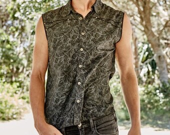 Men's vest sleeveless shirt burning man shirt steampunk men's vest Psychedelic men's festival clothing